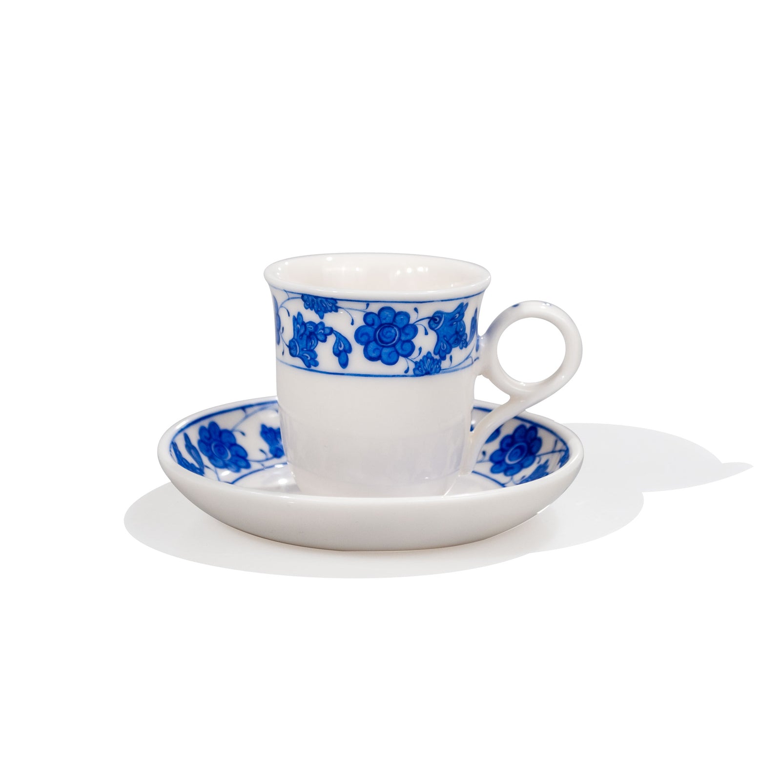 Lotus pattern blue-white turkish coffee porcelain cup set