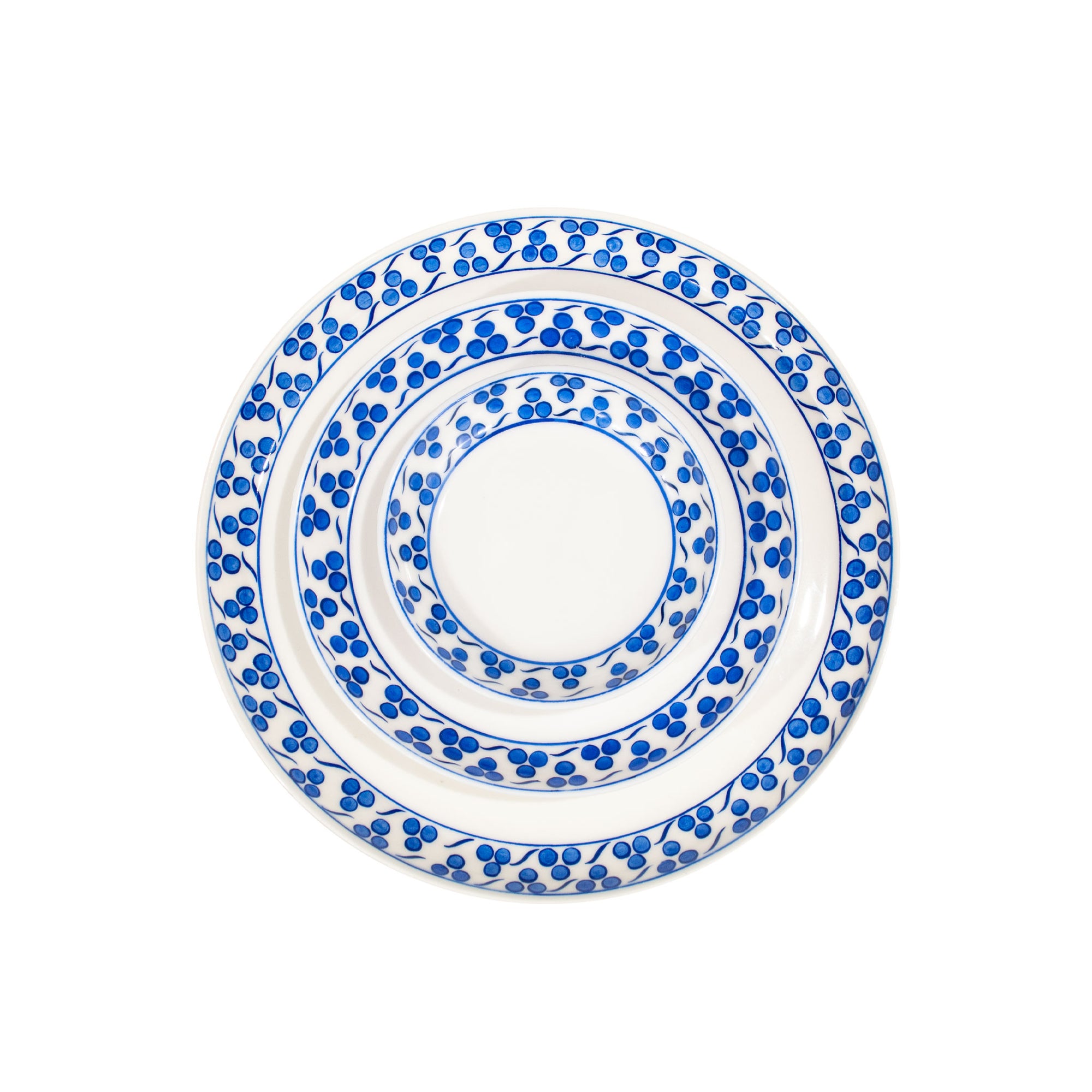 Porcelain plate set produced with Iznik çintemani pattern underglaze technique