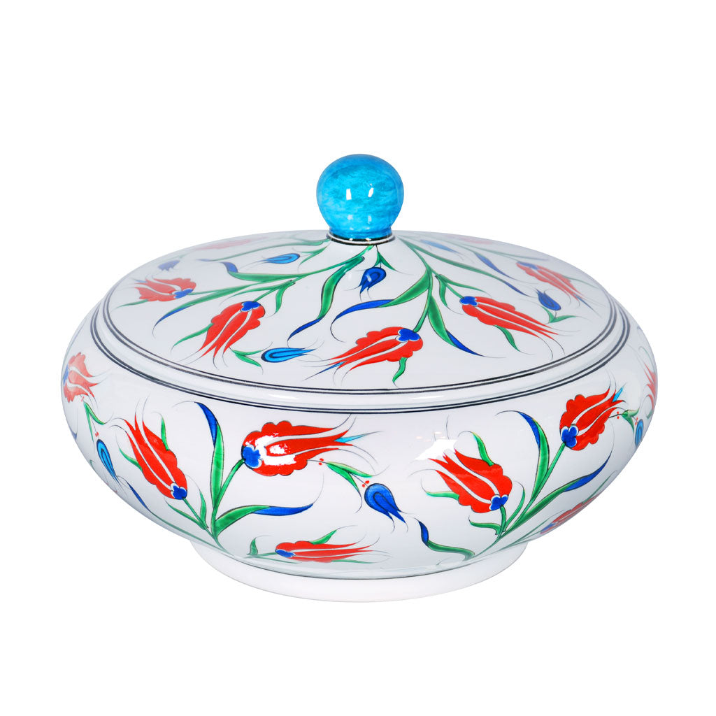  unique tulip pattern iznik ceramic sugar bowl 