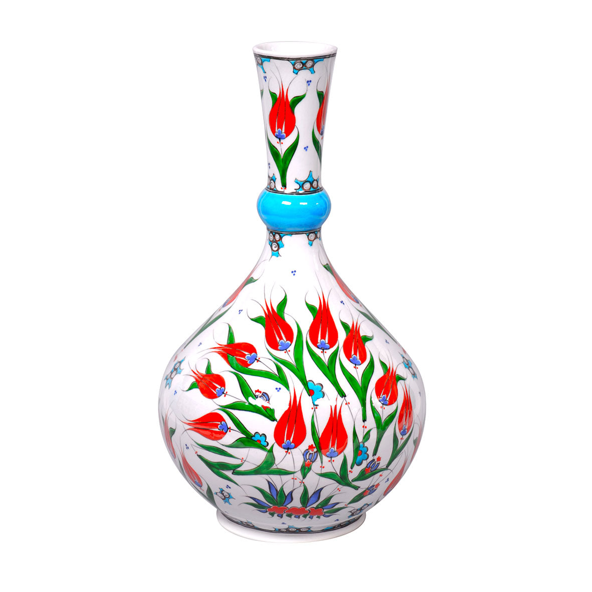 Iznik Vase Garden of Tulips with Leaves