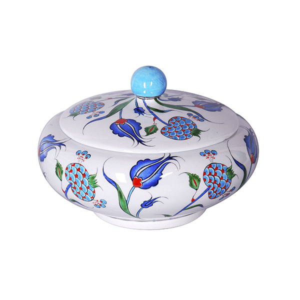 Iznik sugar bowl with pomegranate design