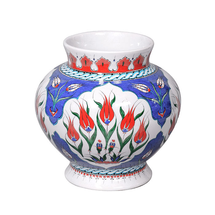 Iznik Vase Coral Red Tulips