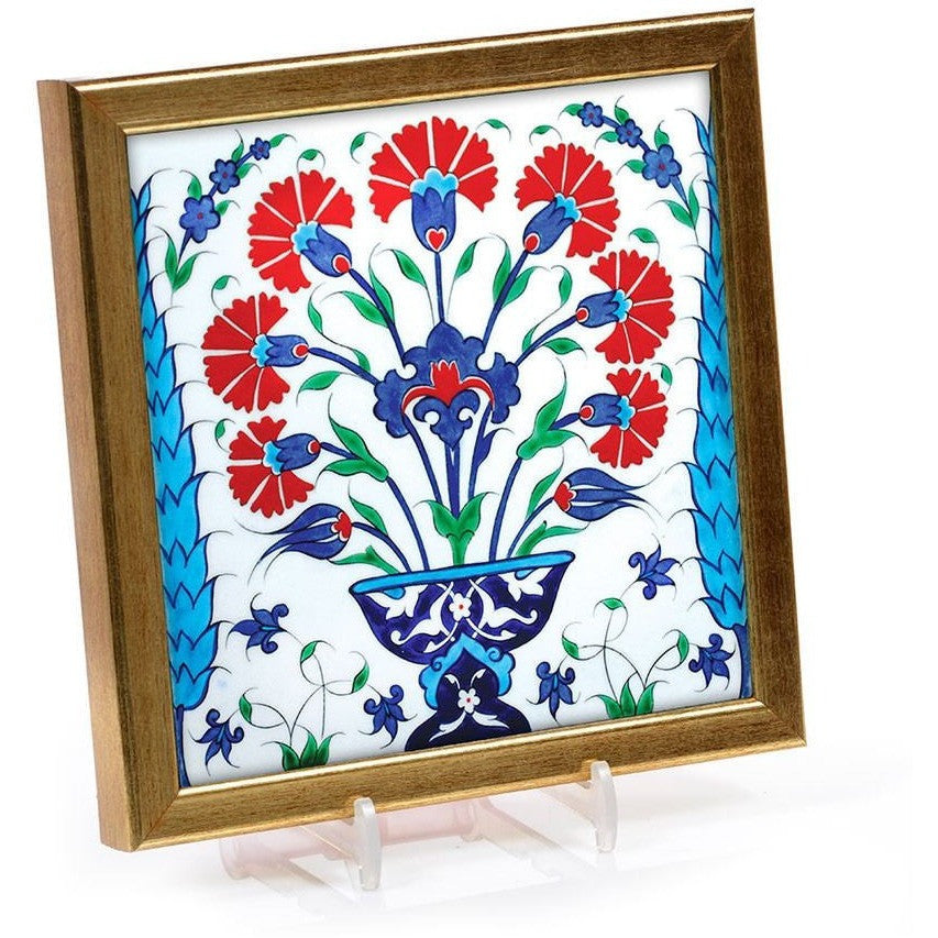 Gift - Iznik Tile | Bouquets Of Carnations And Tulips