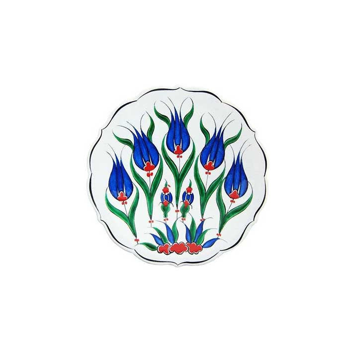 Iznik Plate Cobalt-Blue Tulips