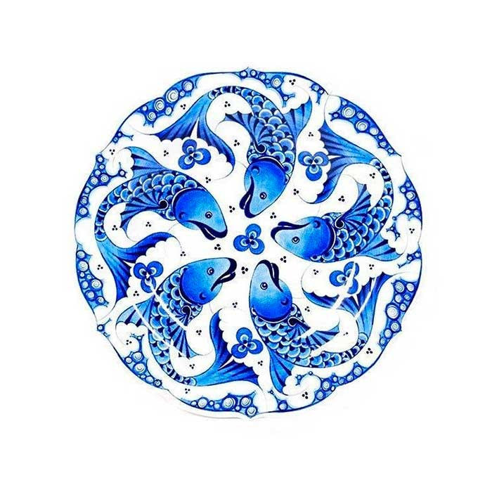 Iznik Plate Cobalt Blue Fishes